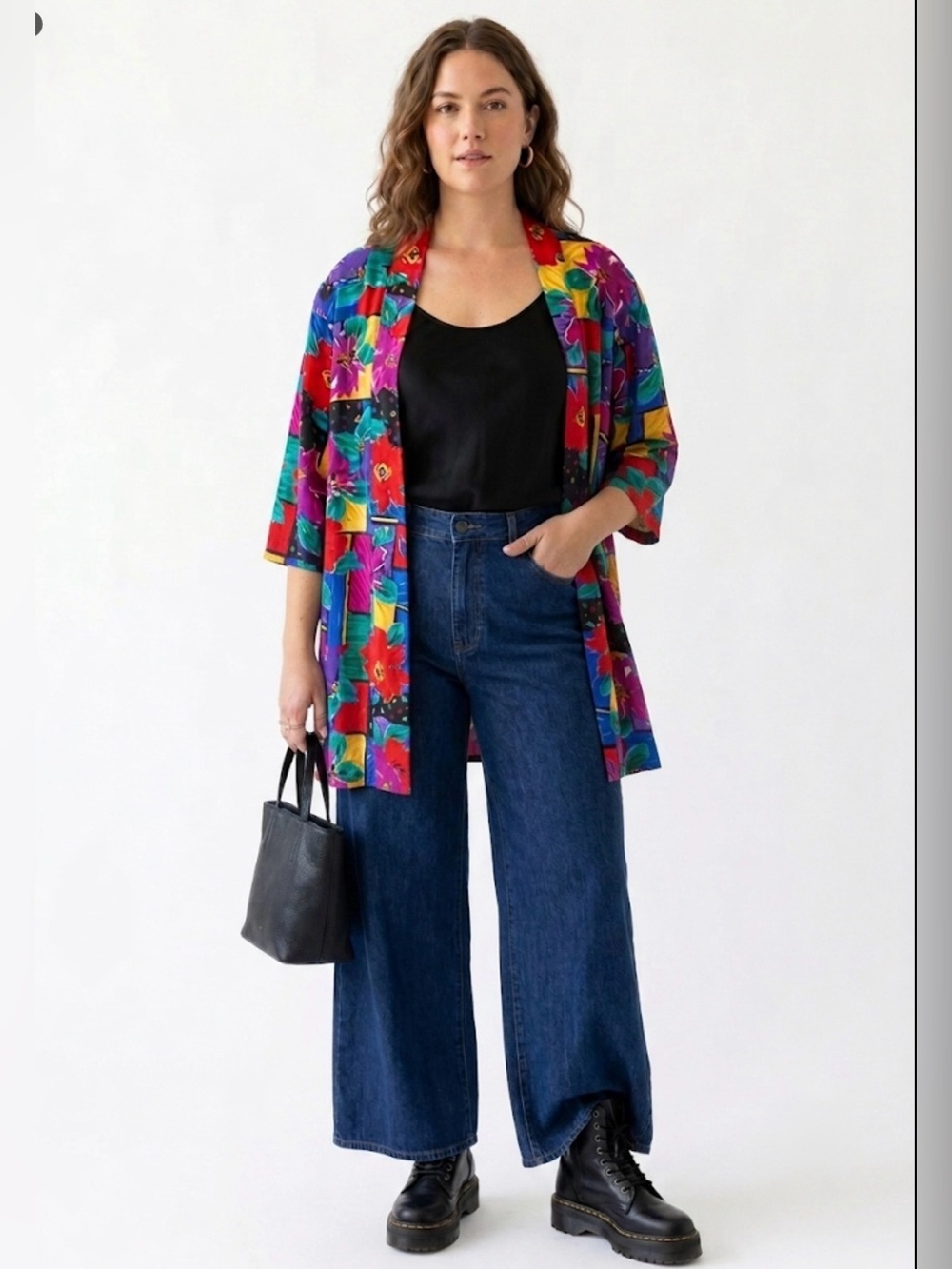Vintage Joan Walters Floral Kimono Jacket Size 16 Open Front Whimsigoth Boho